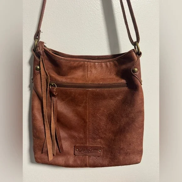 Luck Brand Brown Leather Crossbody Boho Bag with Braided Accent Causal Purse. - Picture 2 of 16